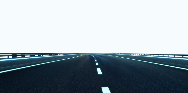3D endless highway stretching into the horizon