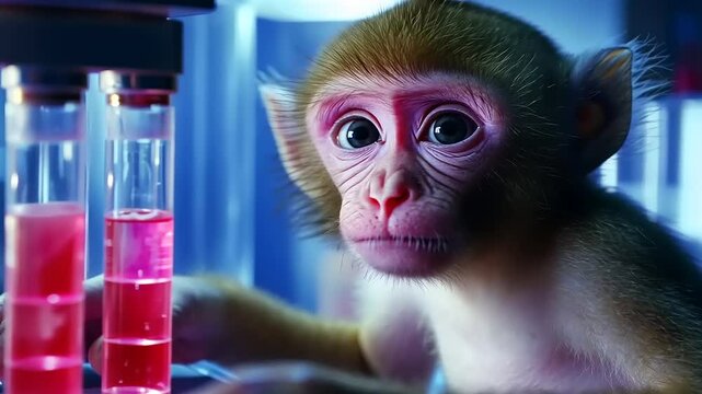 Curious Monkey in a Lab: A Glimpse into Scientific Research