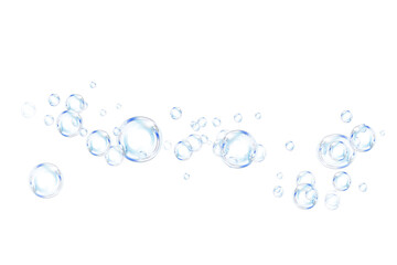 Realistic Soap Bubbles PNG Transparent Floating Effect on White Background