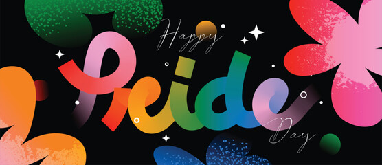 Plakat Happy Pride month background vector. LGBTQ community symbol with rainbow, pride flag, sparkle. Design for celebration, bisexual, transgender, gender equality, rights, ads.