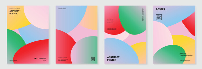 Fototapeta na wymiar Summer poster background vector set. Minimalist cover template with geometric shape. Ideal design for social media, banner, summer season card.