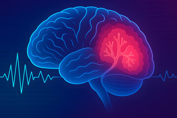 brain, stroke, head, poor blood flow, cell death, ischemic, hemorrhagic, bleeding, medicine, neurology, alzheimer, illustration, image