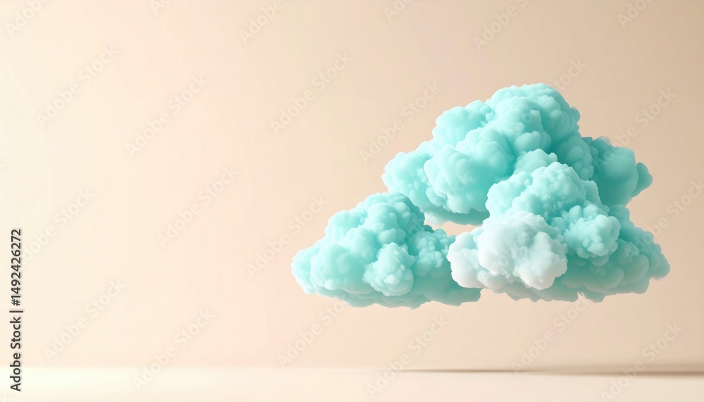 Poster floating soft clouds in minimalist setting digital art calm environment aerial view conceptual seren