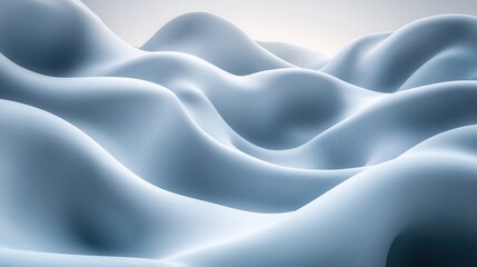 Fototapeta premium Abstract, flowing, light blue, undulating forms