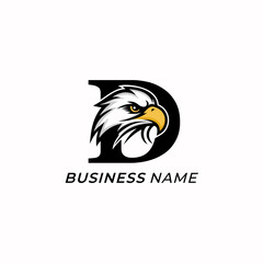 design logo creative letter D and head eagle