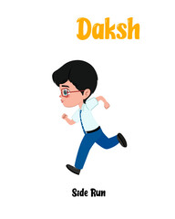 Little school kid running vector clipart cartoon character