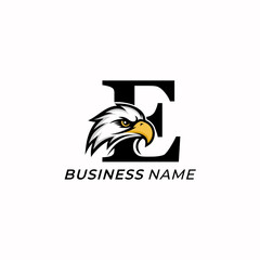 Obraz premium design logo creative letter E and head eagle