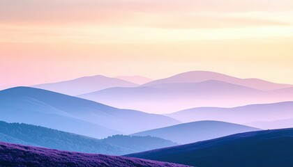 Obraz premium Breathtaking sunrise over rolling hills nature landscape tranquil environment panoramic view