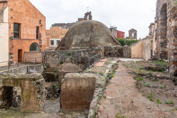 Ancient Stone Dome and Ruins in Catania