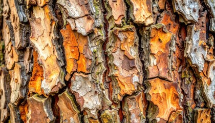 Exploring the textured surface of pine bark forest macro photography natural environment close-up view organic patterns
