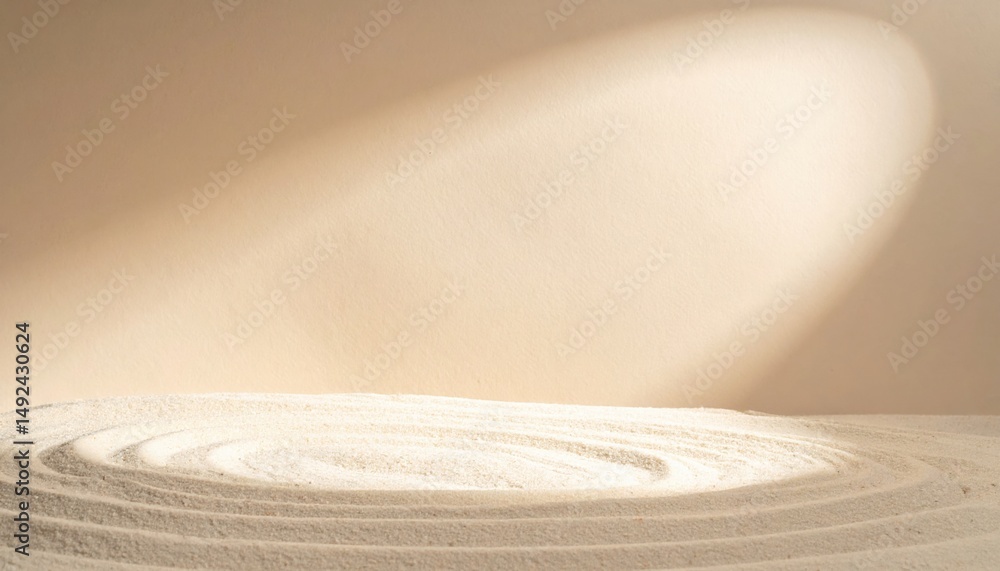 Poster spiral sand patterns illuminated abstract art installation indoor gallery minimalist environment clo