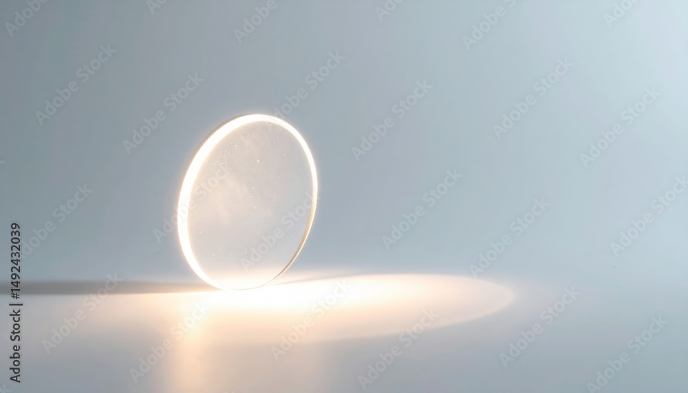 Poster illuminated circle object minimalistic setting digital art soft lighting contemporary viewpoint abst