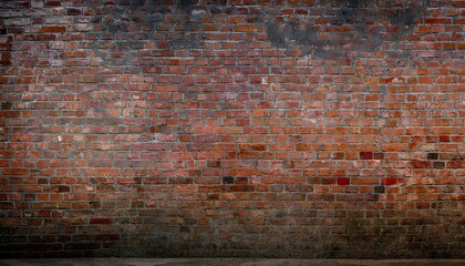 Obraz premium Abstract old wall background with stained aged bricks, full panoramic view texture