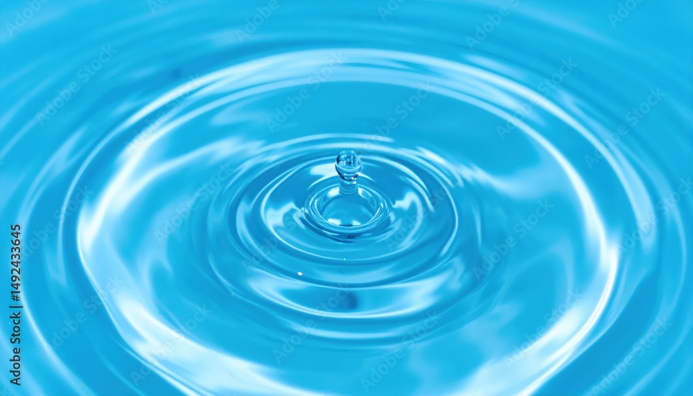 Aufkleber water droplet impact creating ripples nature high-definition image calm environment close-up view fl