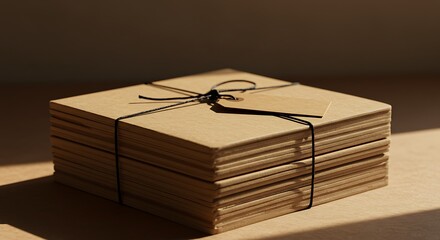 Stack of Brown Kraft Paper Cards: Minimalist Packaging Design