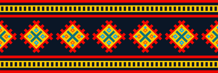 Ethnic border with geometric tribal pattern.