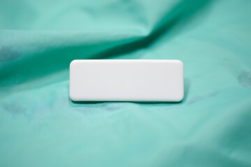 Blank White Name Tag Turquoise Fabric