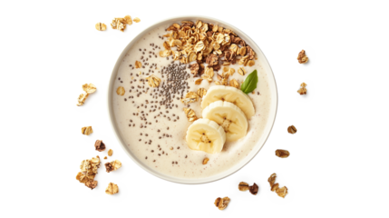 Healthy Smoothie Bowl with Banana, Granola, and Chia Seeds

