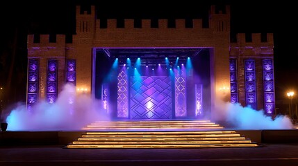 Spectacular Night Stage Show: A Majestic Castle Setting