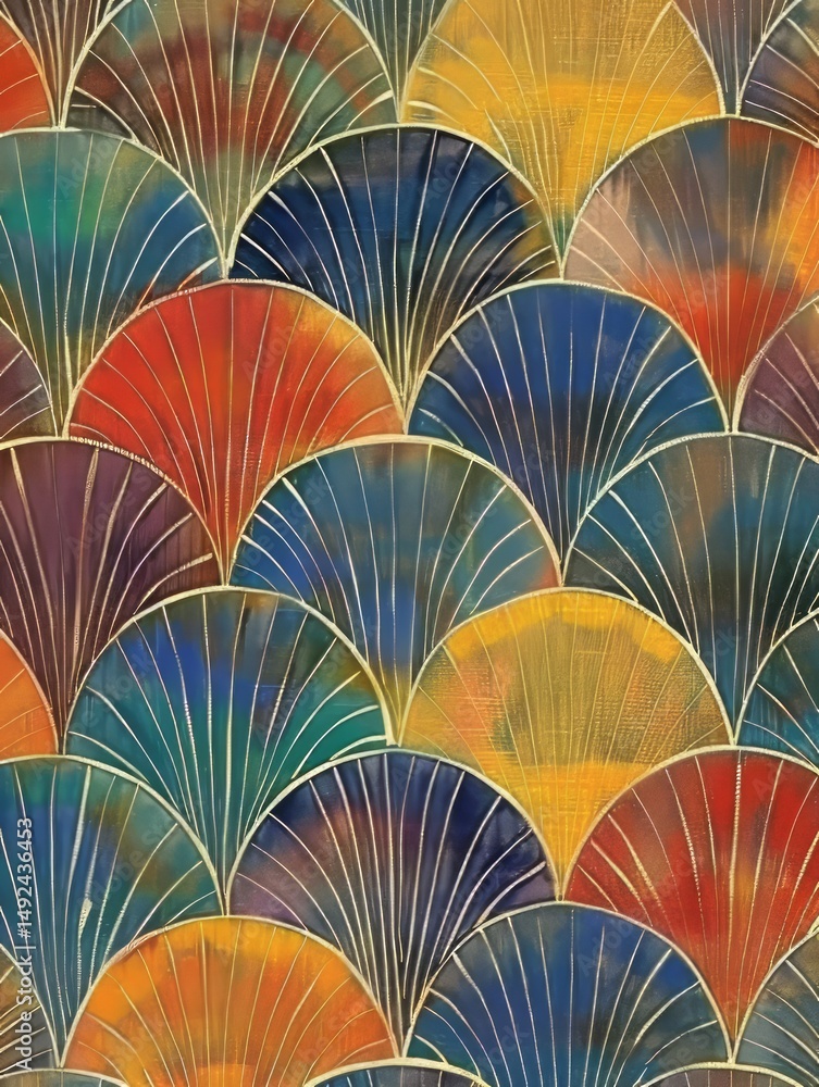 Aufkleber the image shows a seamless, geometric pattern composed of overlapping arches.