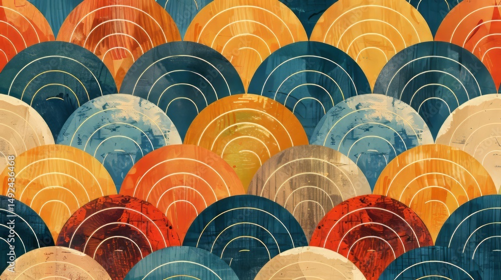 Poster the image shows a seamless, geometric pattern composed of overlapping arches.