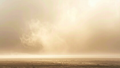 Fototapeta premium Dramatic sunset over coastal horizon serene landscape nature photography calm environment wide-angle view