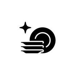 Clean dishes simple glyph icon. Vector solid isolated black illustration.