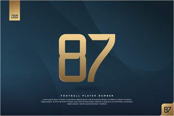 Modern Gold Number 87 on Dark Blue Background for Football Jersey Design