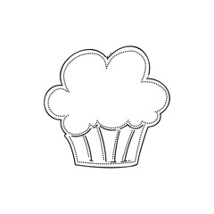Outline of a cupcake design drawn on a clean background for creative projects and baking fun