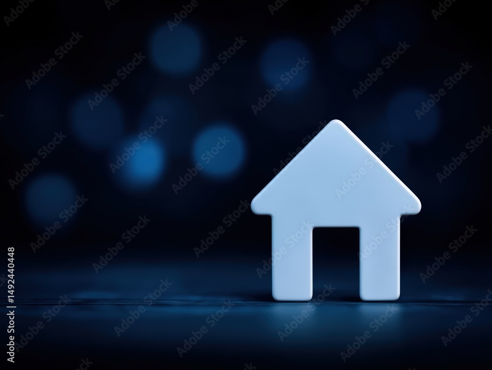 Poster minimalist house icon reflecting ideas of security stability and comfort set against a soft blue blu