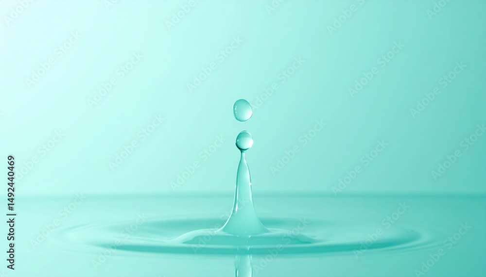 Poster water droplet impact tranquil setting macro photography serene environment close-up view fluid dynam