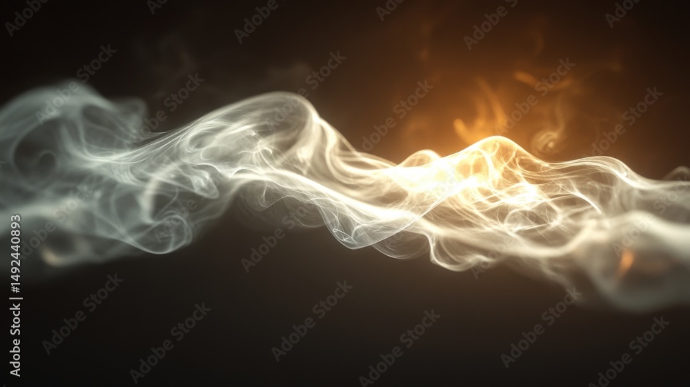 Poster abstract smoke flow with fiery color transition on dark background smoke abstract flow background