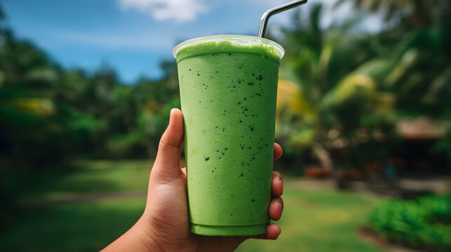 holding a sign promoting recycling awareness at a green event