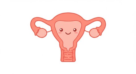Adorable Cartoon Uterus with a Friendly Smile and Fluffy Arms