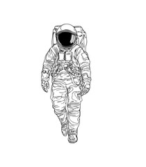 astronaut during space walk, isolated on white background
