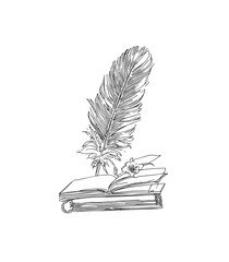 still life with flowers and books