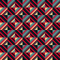 Bold Diagonal Striped Geometric Pattern with Vibrant Retro Color Block Design, seamless vector pattern