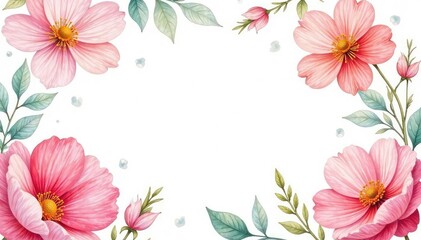 Delicate watercolor floral pattern on white background, paint, illustration, card