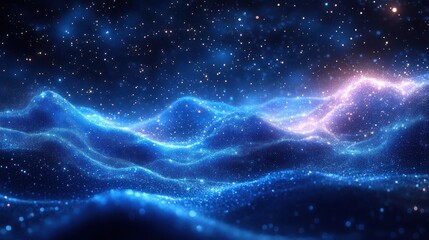 Fototapeta premium Abstract cosmic landscape with glowing waves