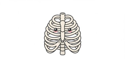 Minimalist Illustration of a Human Rib Cage and Spine in Artistic Line Art Style