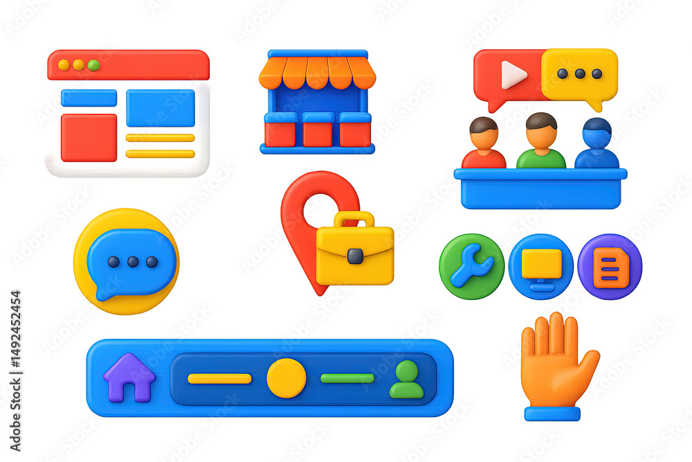 Poster vibrant icons for social media and networking design projects
