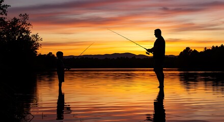 Fototapeta premium Golden Hour Anglers
