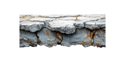 Cracked Earth Section. Geological Erosion And Environmental Impact Isolated On Transparent Background