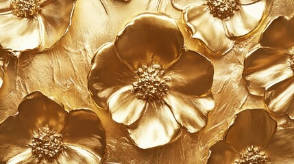 Gold flower design on a textured surface.