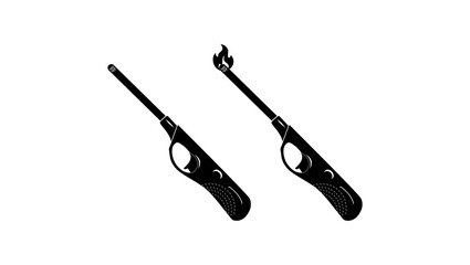 Grill Lighter symbol , black isolated silhouette
