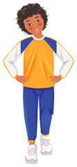 Boy Student Doing Stretching Exercise Pose Illustration