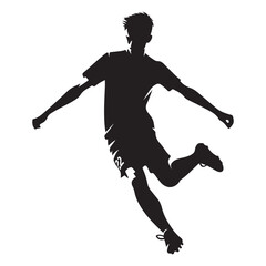 Soccer Player Dynamic Silhouette Action Illustration Mid-Air Kick