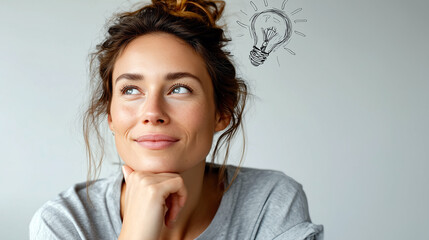Portrait of a young woman thinking of a new idea.