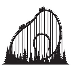 Exciting Silhouette Vector Roller Coaster Adventure Park Graphic Design