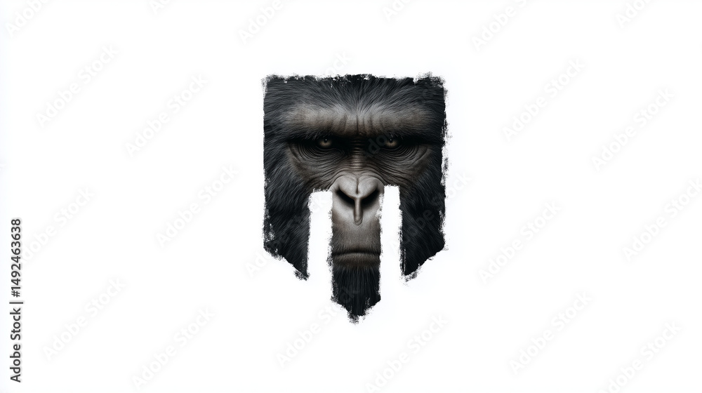 Poster apes symbol of strength and wisdom: a captivating image of an ape portrait, expertly rendered within